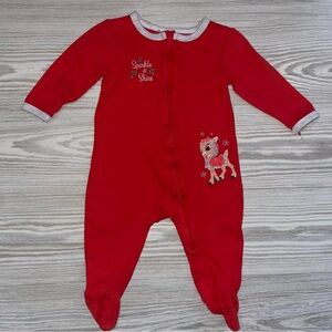 Rudolph the Red-Nosed Reindeer Baby Sleeper 9M Christmas Zip Footed